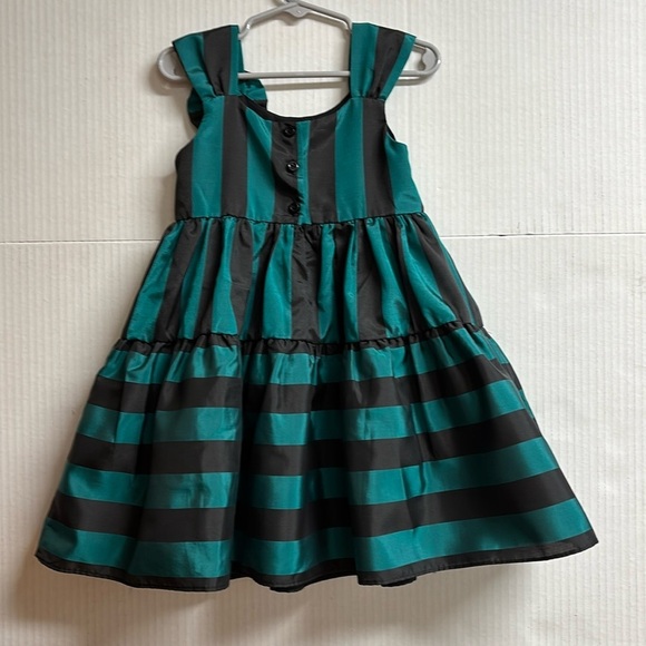 Laura Ashley London Girls Dress Green & Black Stripes Size 3T - Picture 9 of 11